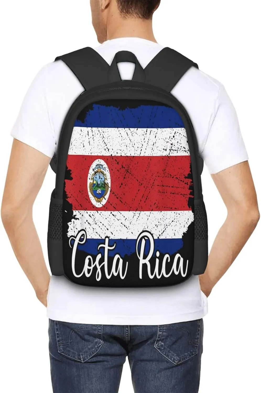 Costa Rica Flag Costa Rican Flags Casual Backpack Large Capacity Backpacks 15 Inch Laptop Back Pack Travel Rucksack Daypack Commuter Bags with Adjustable Strap for Camping