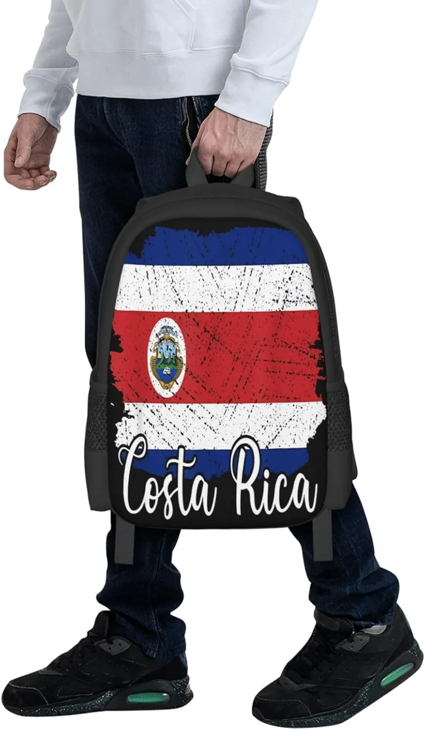 Costa Rica Flag Costa Rican Flags Casual Backpack Large Capacity Backpacks 15 Inch Laptop Back Pack Travel Rucksack Daypack Commuter Bags with Adjustable Strap for Camping