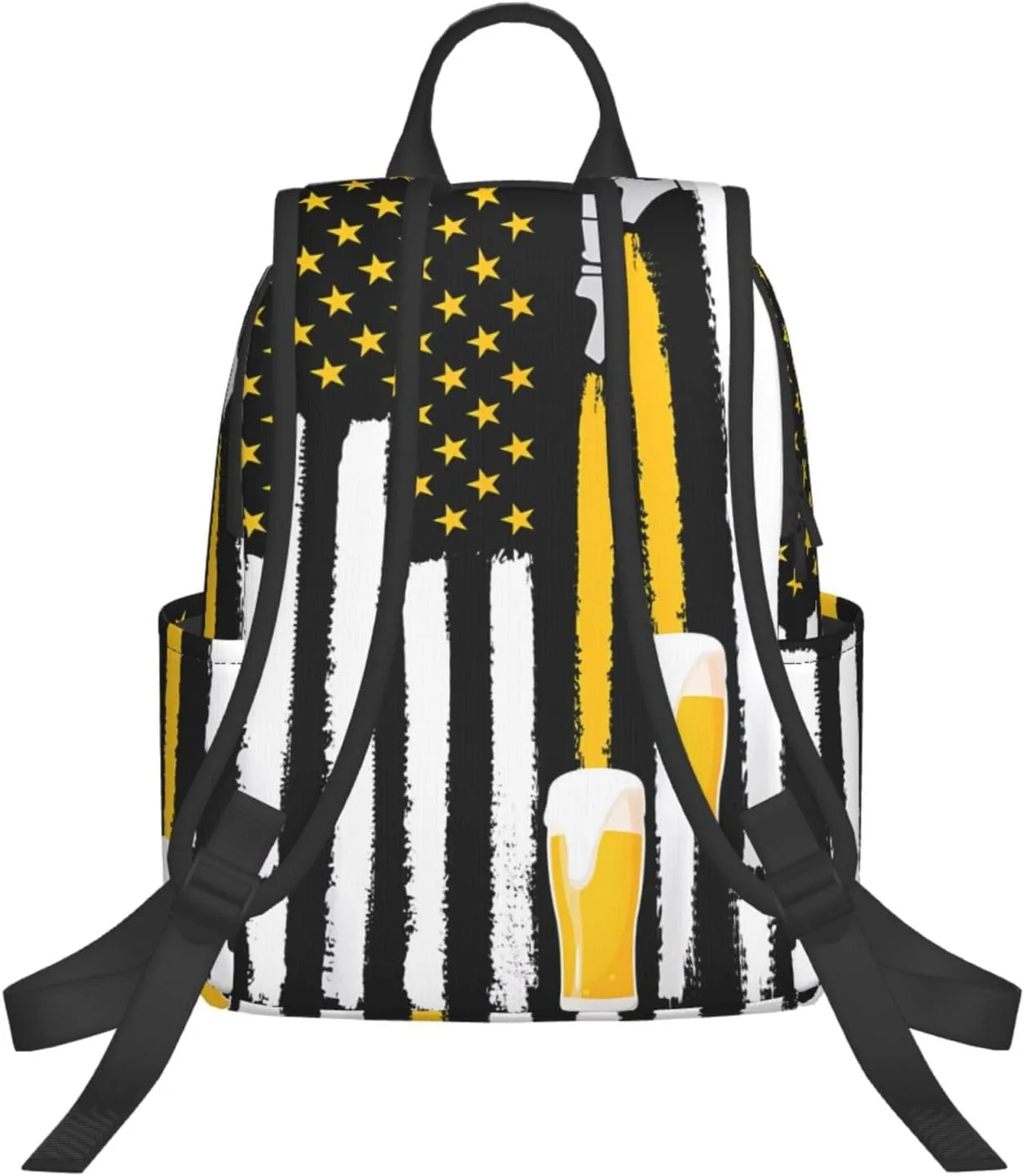 Craft Beer American Flag USA 4th July Brewery Casual Backpacks Laptop Backpack Outdoor Travel Rucksack Sport Carry-On Daypack Lightweight Bag with Multi-Pockets