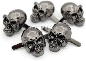 CRAFTMEMORE Skull Prong Stud Head Bone Gothic Style Ghost Studs Leather Craft Decorations Pack of 10 (Small 8 x 14 mm, Gunmetal)