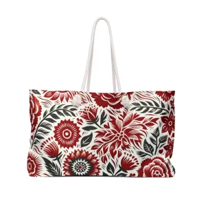 Crimson Floral Oversized Beach Bag