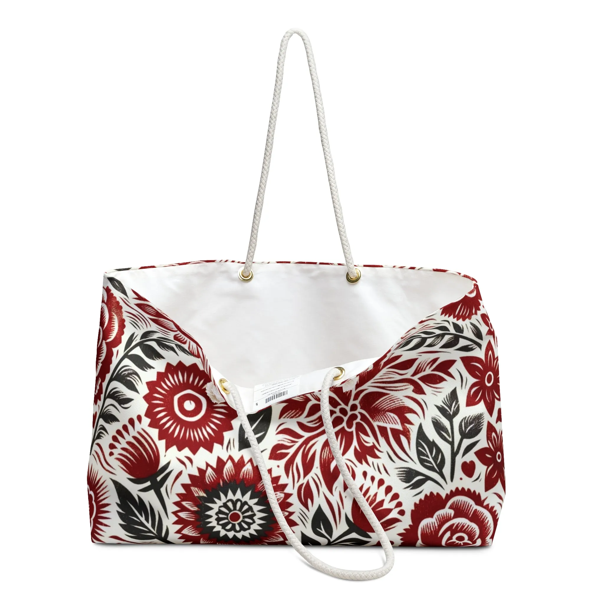 Crimson Floral Oversized Beach Bag