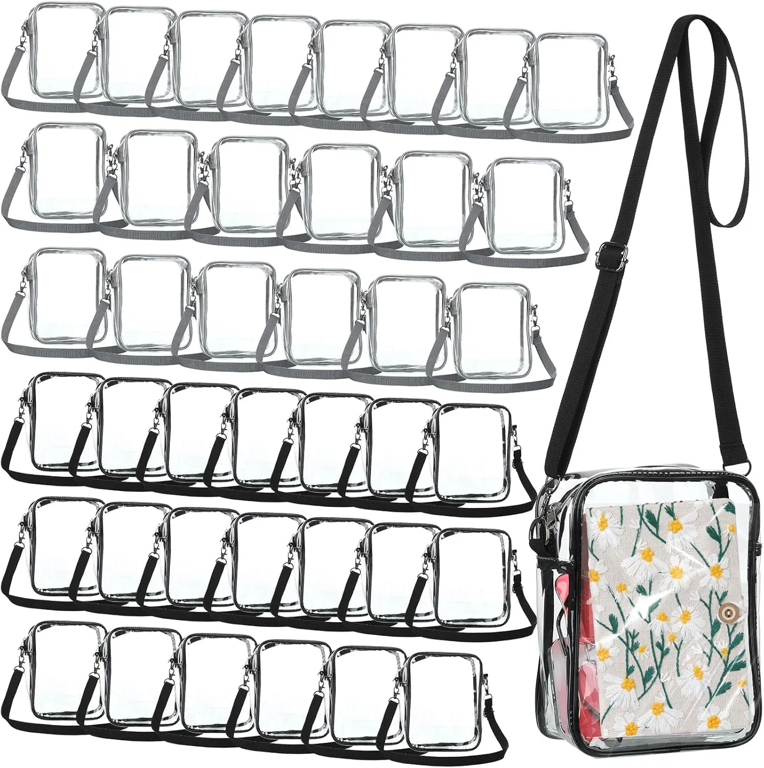 Cunno Clear Crossbody Bag Stadium Approved Messenger PVC Shoulder Purse for Women Work Business Travel Concerts Sports Events