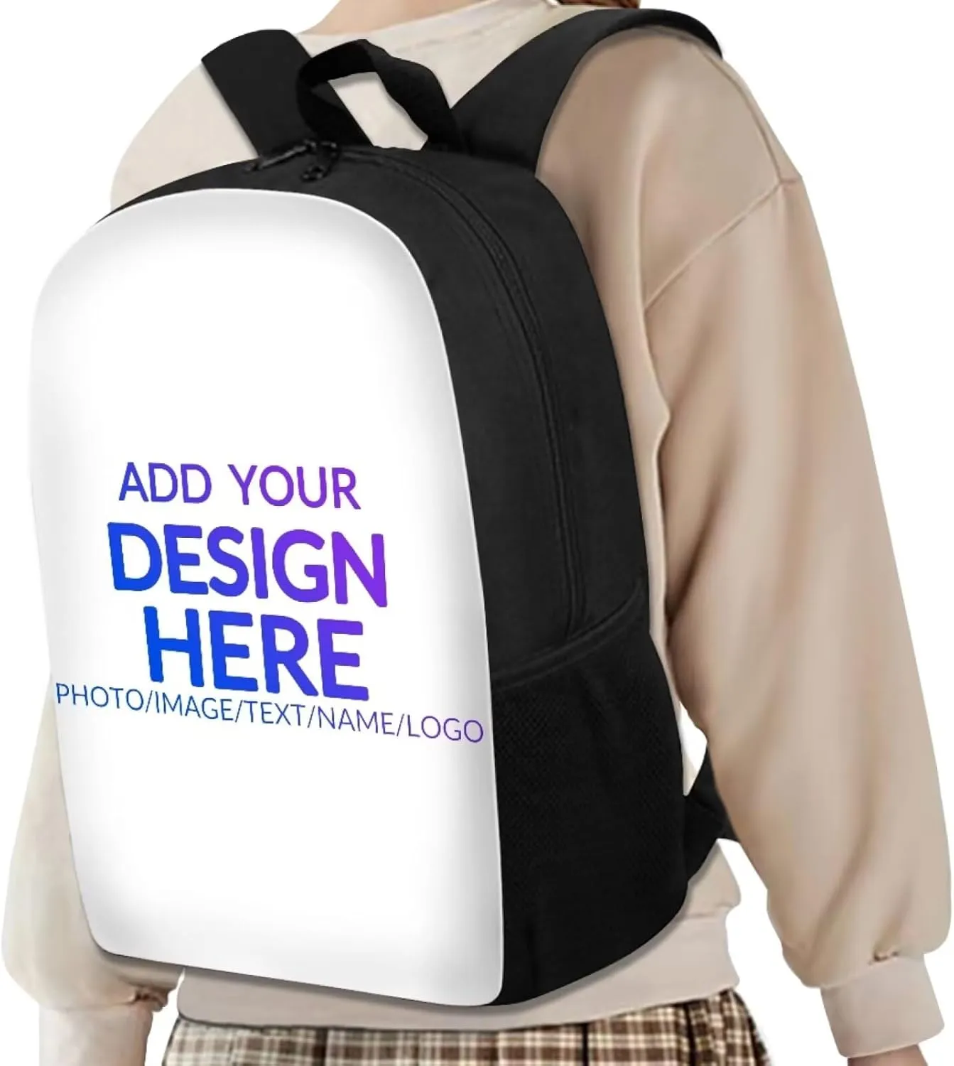 Custom Backpack for Boy Girl, Personalized Text Image Backpack, Customized Laptop Backpack for Men Women, Custom 17 inch Casual Travel Backpack