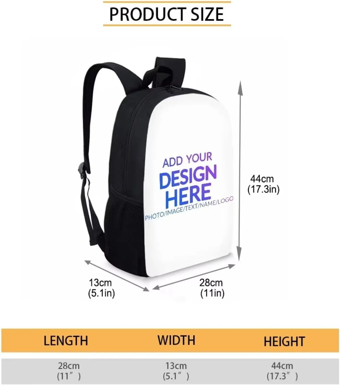 Custom Backpack for Boy Girl, Personalized Text Image Backpack, Customized Laptop Backpack for Men Women, Custom 17 inch Casual Travel Backpack