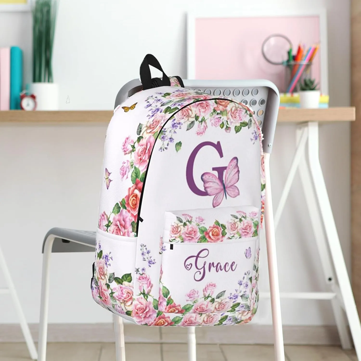 Custom Backpacks with Name for Boys Girls, Personalized Name School Backpack for Kids Teens Adults, Customized Bookbag with Shoulder Strap for School Picnic Travel