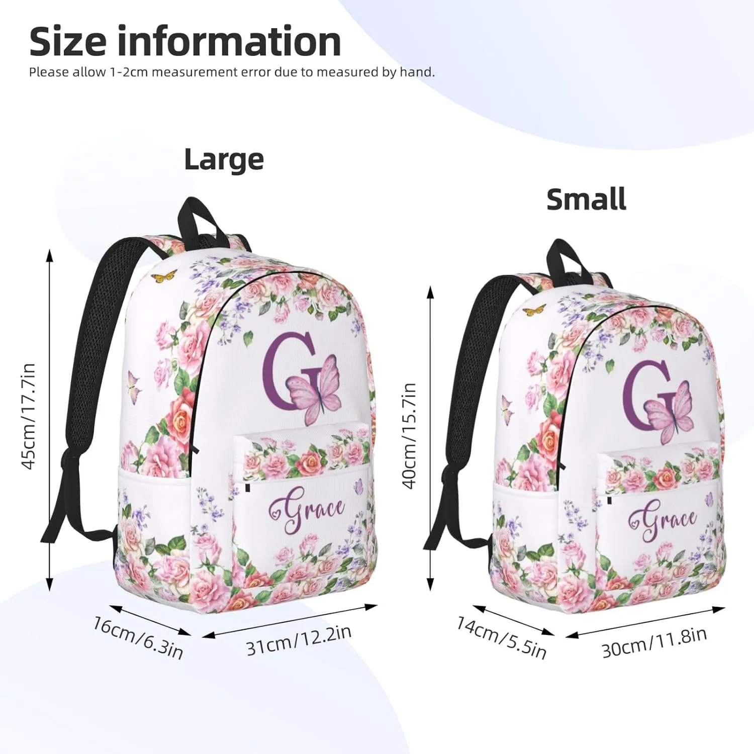 Custom Backpacks with Name for Boys Girls, Personalized Name School Backpack for Kids Teens Adults, Customized Bookbag with Shoulder Strap for School Picnic Travel