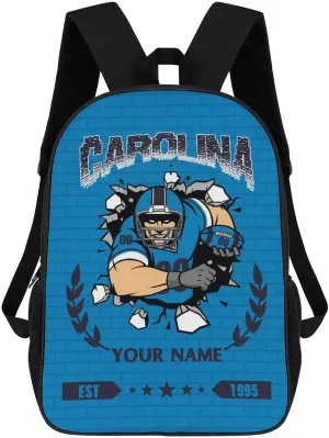 Custom Carolina Backpacks for Men Women Travel Laptop Bag Add Name Number Football Fan Gifts For Boy Girl