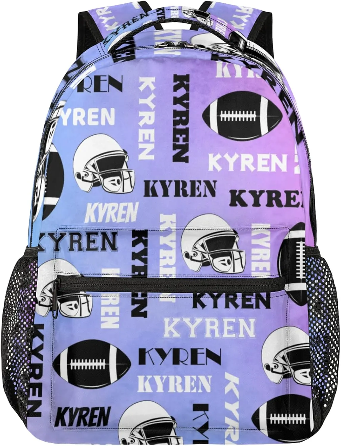 Custom Football Backpack for Men Women, Personalized Name Sports Bag Backpack, Laptop Backpacks Daypack for Travel Camping, Colorful