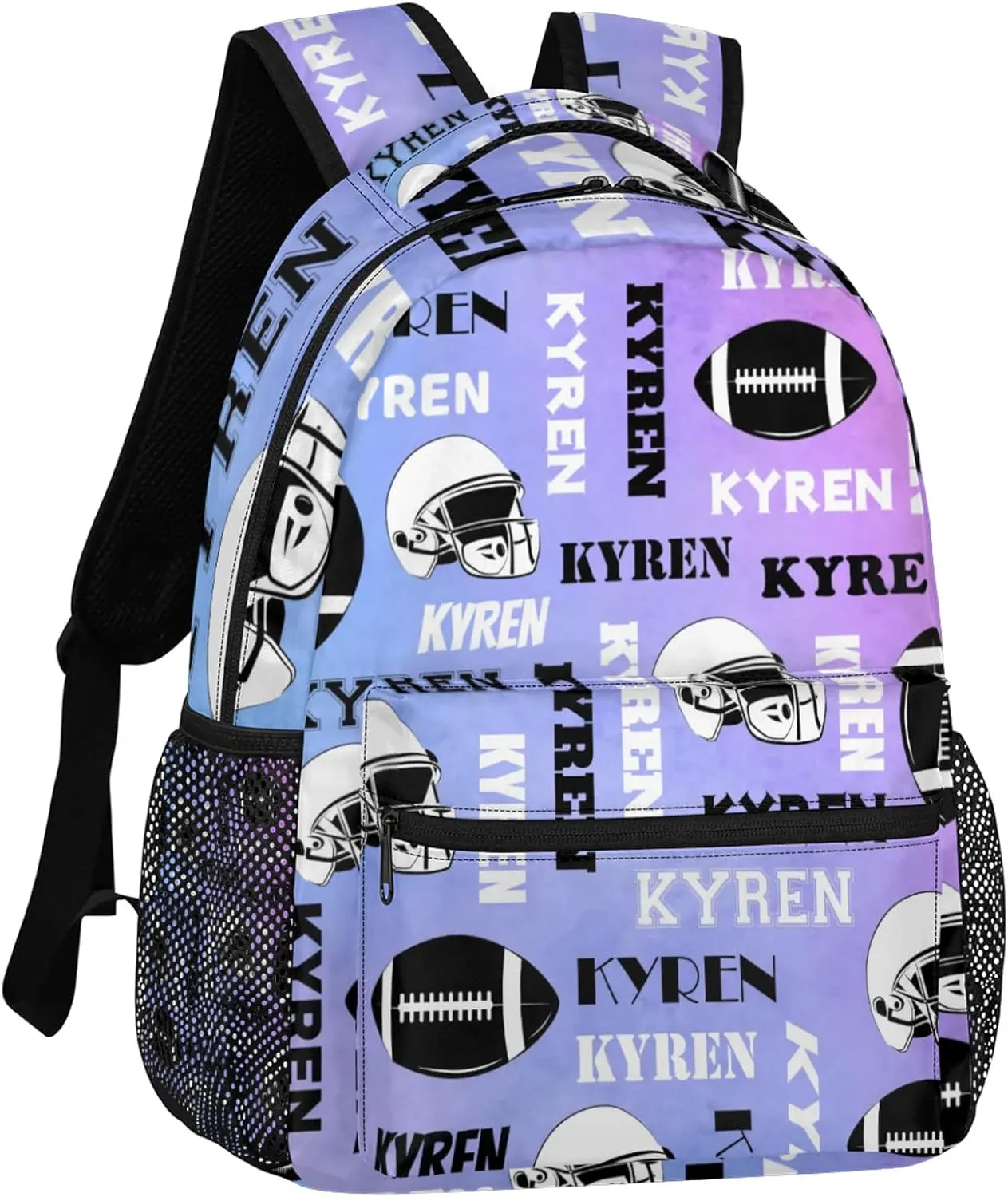 Custom Football Backpack for Men Women, Personalized Name Sports Bag Backpack, Laptop Backpacks Daypack for Travel Camping, Colorful