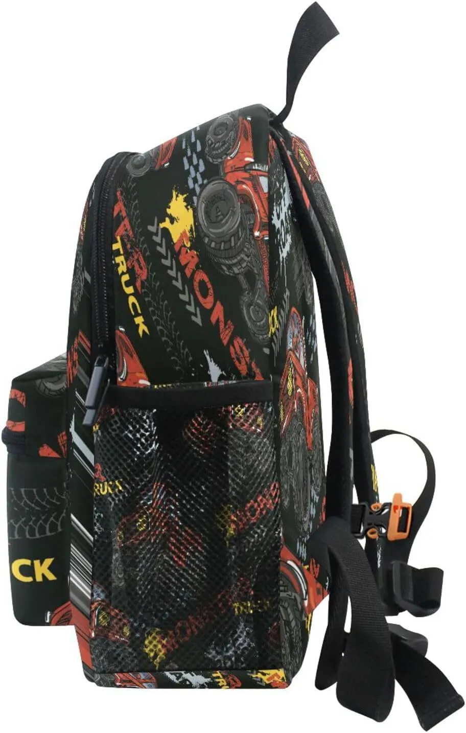 Custom Kids Toddler Mini Backpack for Girls Boys Red Monster Trucks Car Personalised Children's Backpacks Red School Bag with Kid's Name/Text