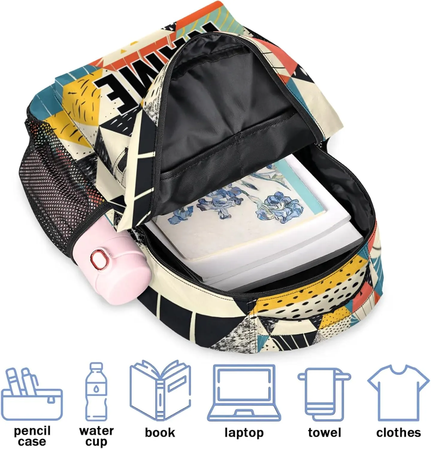Custom Rhombus Melange Backpack with Name Personalized Waterproof Casual Daypack Rhombus Print Customize Laptop Backpacks for Women Men