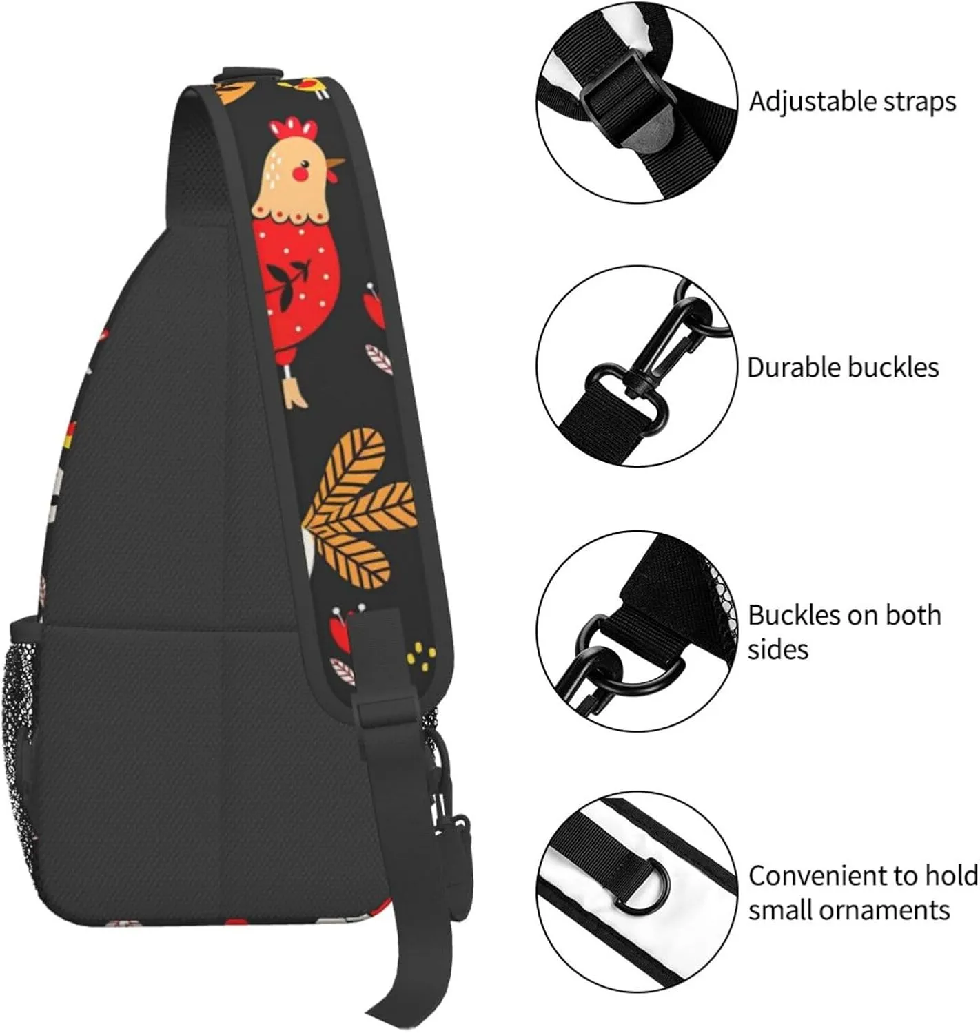 Cute Christmas Owls On Branch Unisex Casual Diagonal Chest Bag,Multipurpose Crossbody Shoulder Bag Hiking Daypack