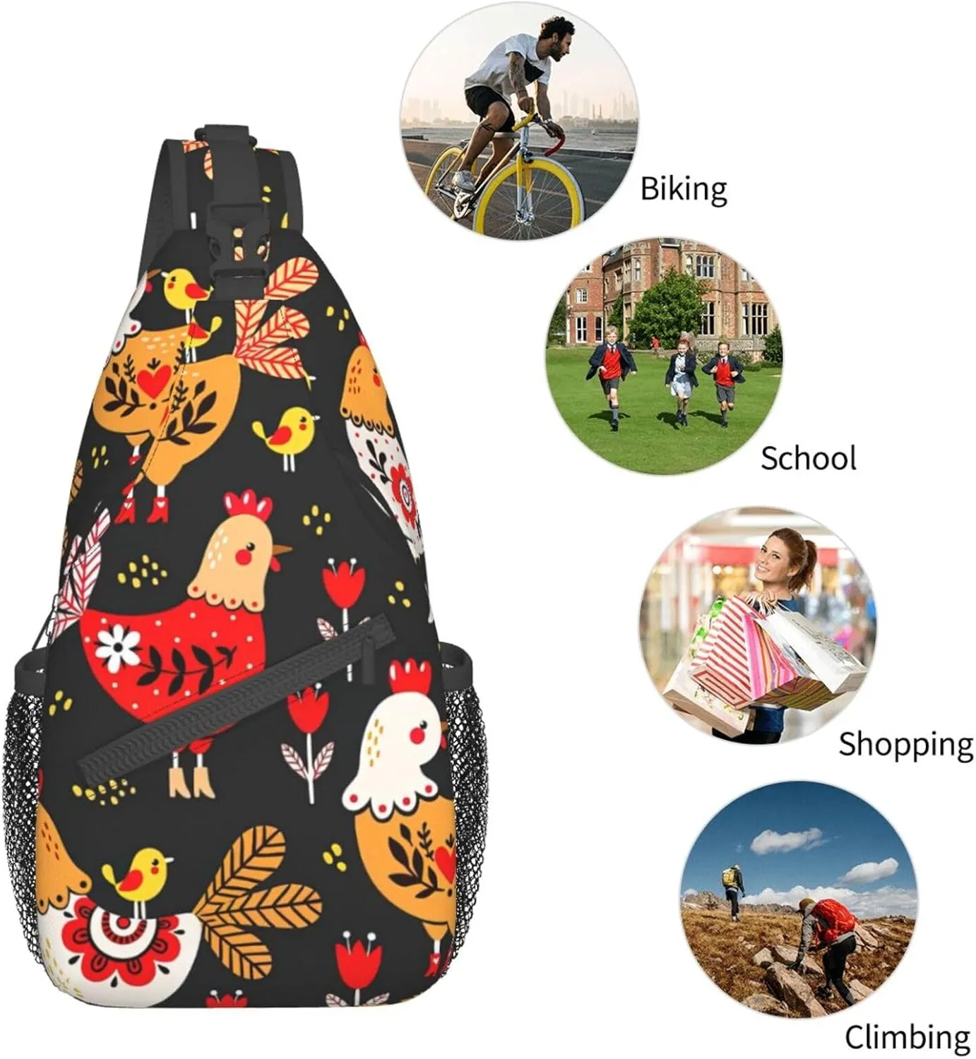 Cute Christmas Owls On Branch Unisex Casual Diagonal Chest Bag,Multipurpose Crossbody Shoulder Bag Hiking Daypack