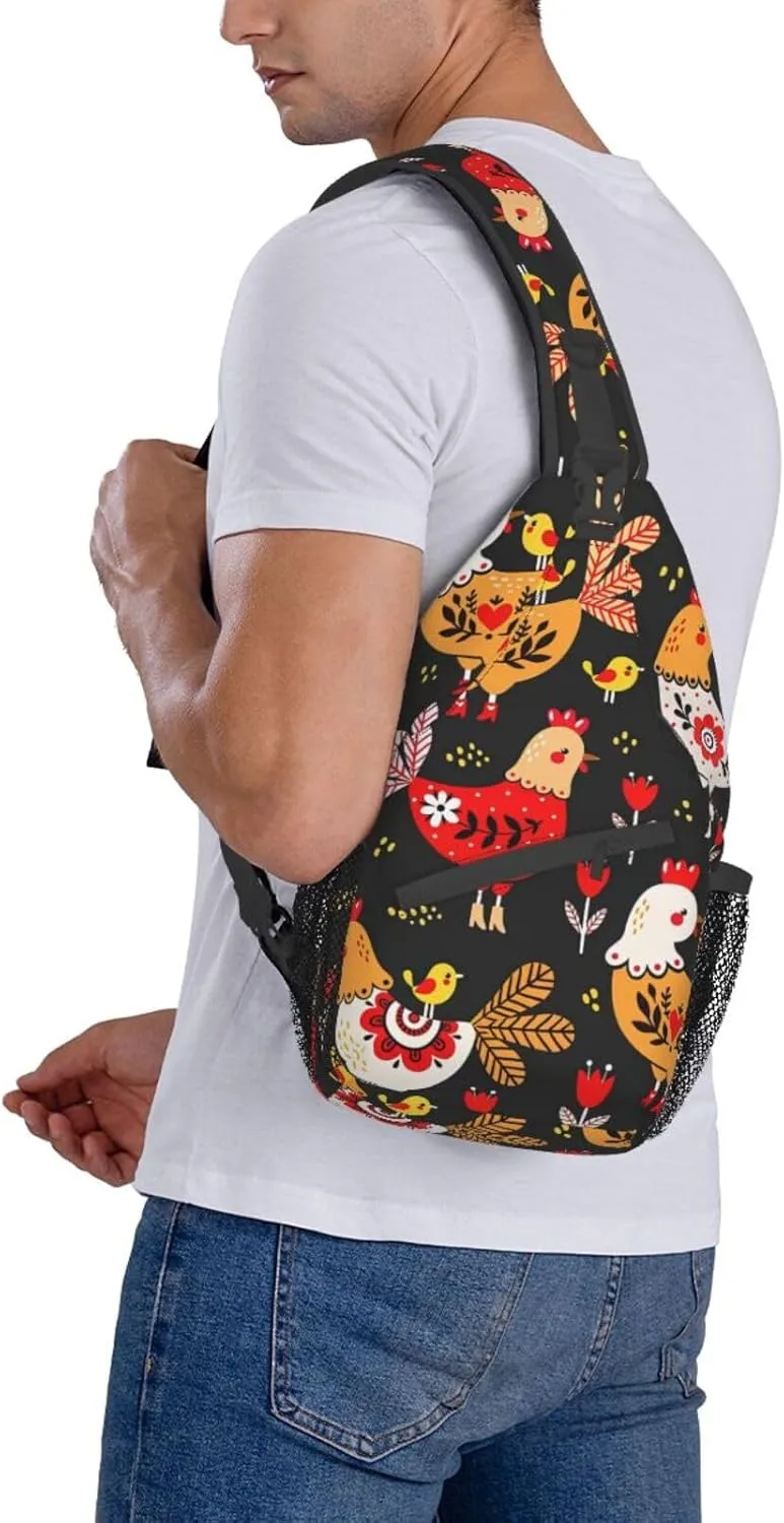 Cute Christmas Owls On Branch Unisex Casual Diagonal Chest Bag,Multipurpose Crossbody Shoulder Bag Hiking Daypack