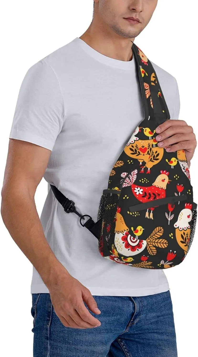 Cute Christmas Owls On Branch Unisex Casual Diagonal Chest Bag,Multipurpose Crossbody Shoulder Bag Hiking Daypack