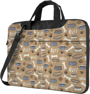 Cute Dog Bone Bowl Woof Paw Print Large Capacity Portable Crossbody Cute Laptop Bag For Women Men, 13 14 15.6 in