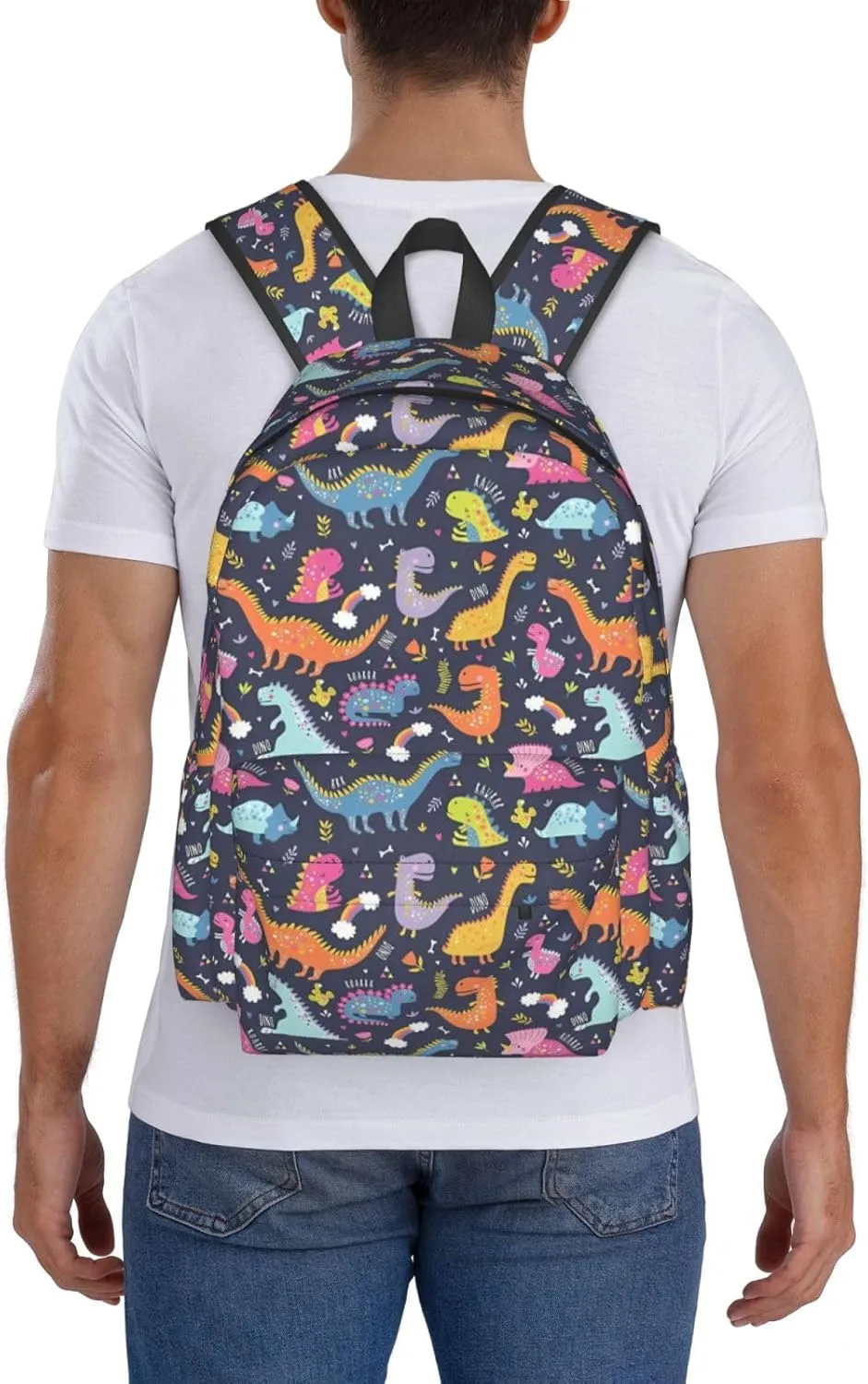 Cute Funny Dinosaurs Laptop Backpack Shoulder Bag Laptop Pack Travel Backpacks Commuter Back Pack Casual Daypack Bags With Side Pockets