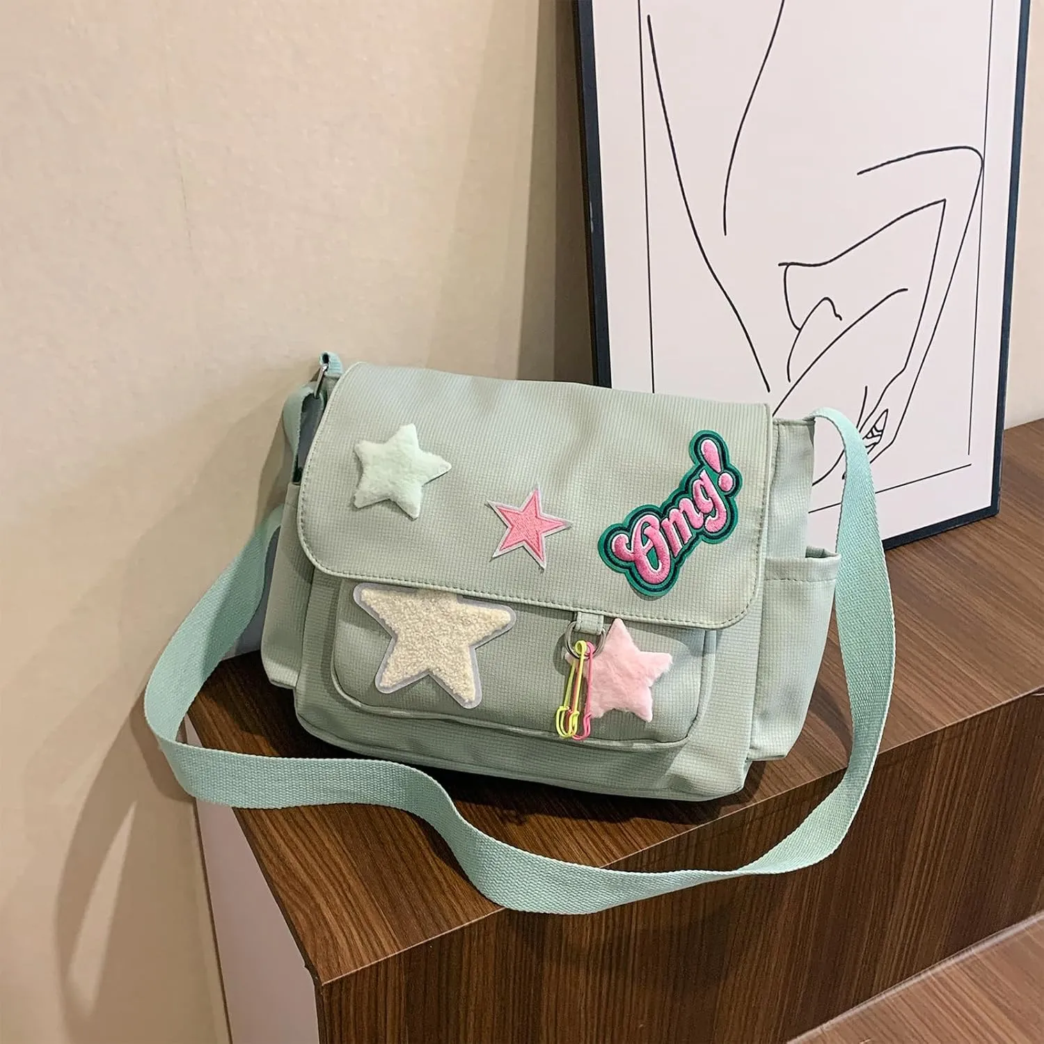 Cute Messenger Bag, Crossbody Bags for Women Kawaii Messenger Bags Purses