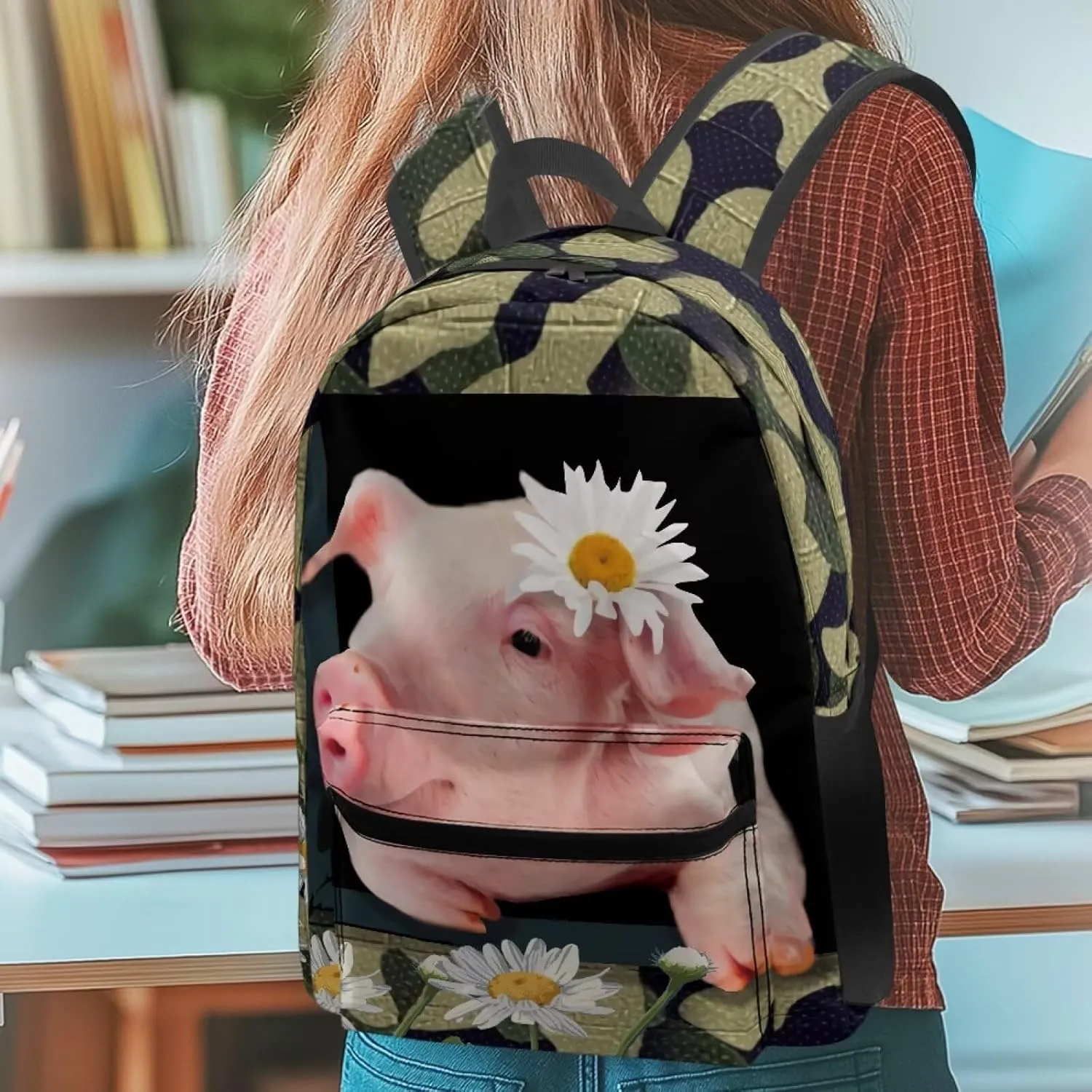 Cute Pig 6Th Grade Backpack for KIds 17 Inch Backpack for Girls Ideal for Students Go To School Extracurricular Activities
