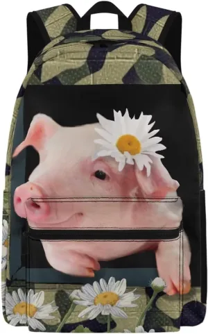 Cute Pig 6Th Grade Backpack for KIds 17 Inch Backpack for Girls Ideal for Students Go To School Extracurricular Activities