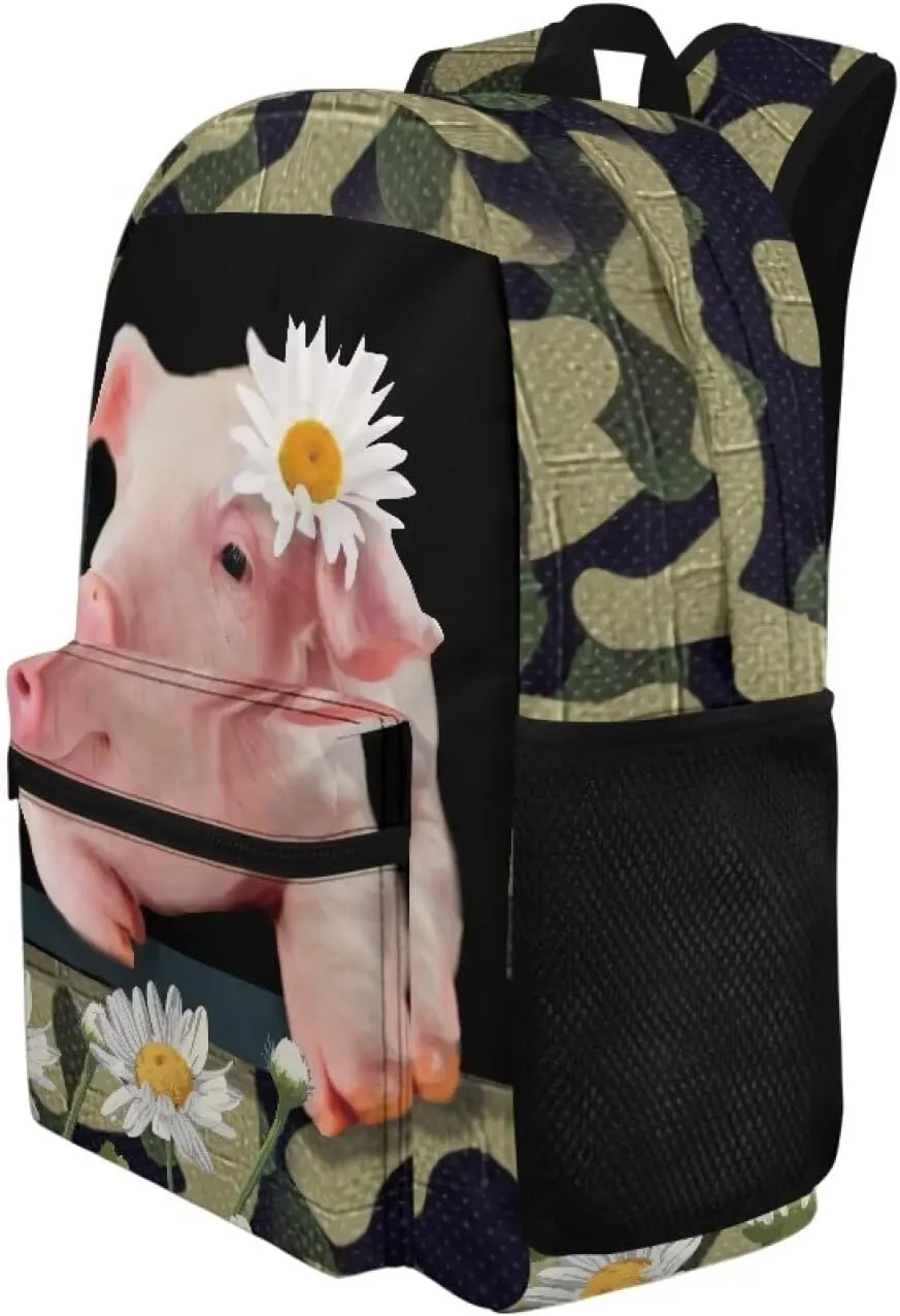 Cute Pig 6Th Grade Backpack for KIds 17 Inch Backpack for Girls Ideal for Students Go To School Extracurricular Activities