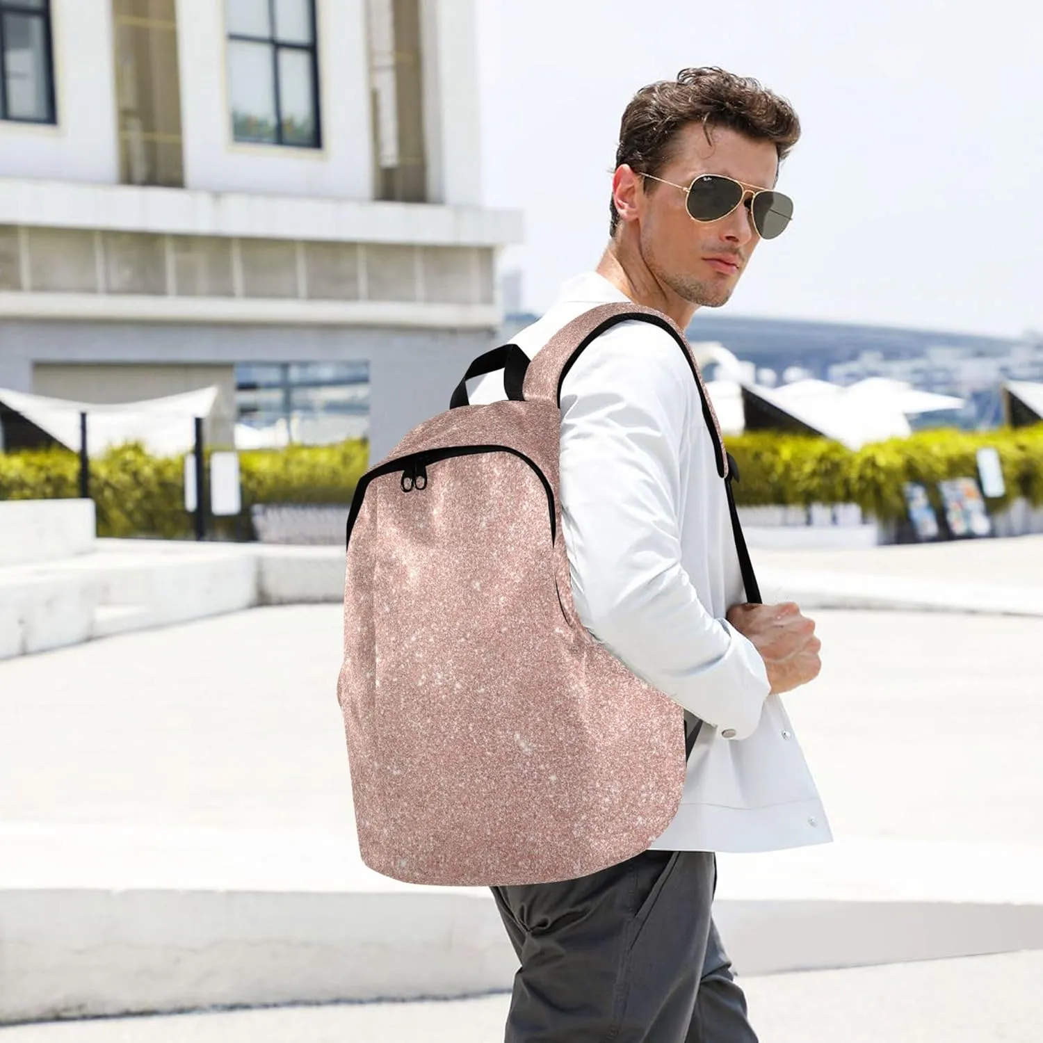 Cute Rose Gold Glitter Fashion Cute Backpack for Women Daypack Cool Teen Backpacks for Girls