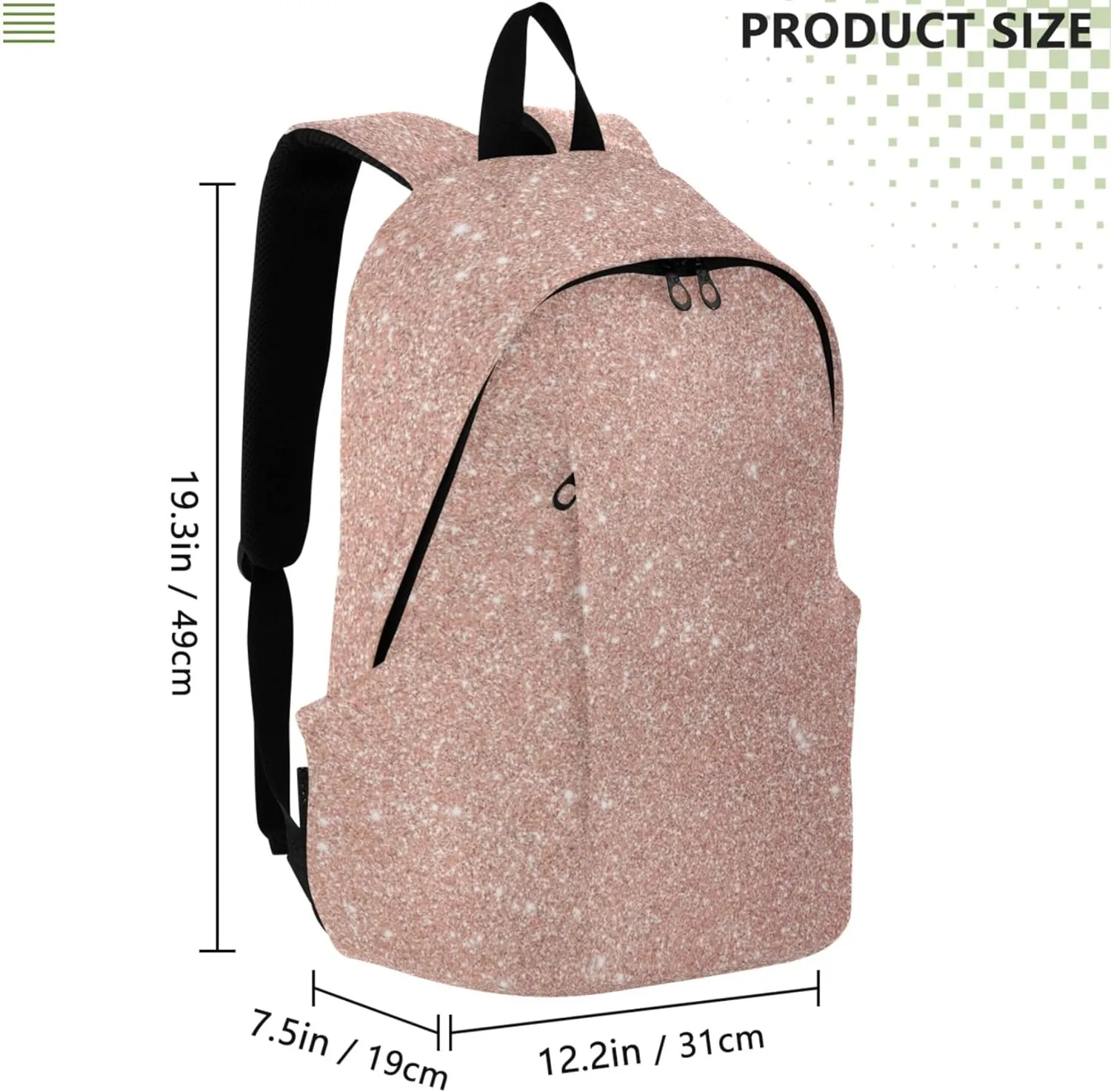 Cute Rose Gold Glitter Fashion Cute Backpack for Women Daypack Cool Teen Backpacks for Girls