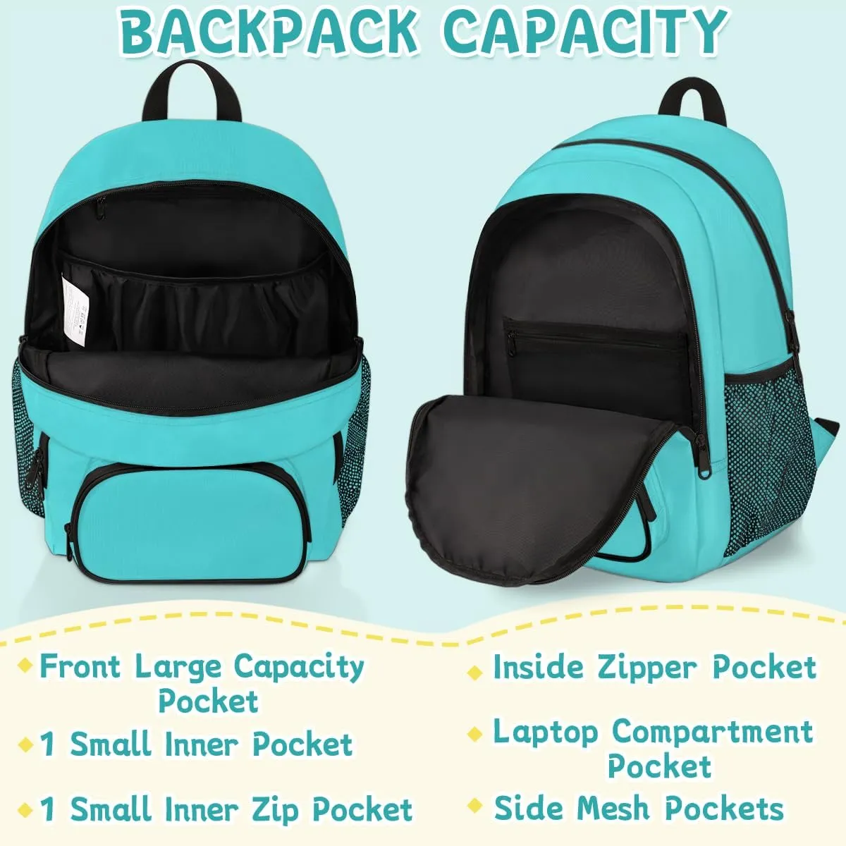 Cyan Travel Laptop Backpack, Waterproof Computer Bag for Women Men Adult, 18.3 Inch Large Work Nurse Teacher Bags Casual Daypack