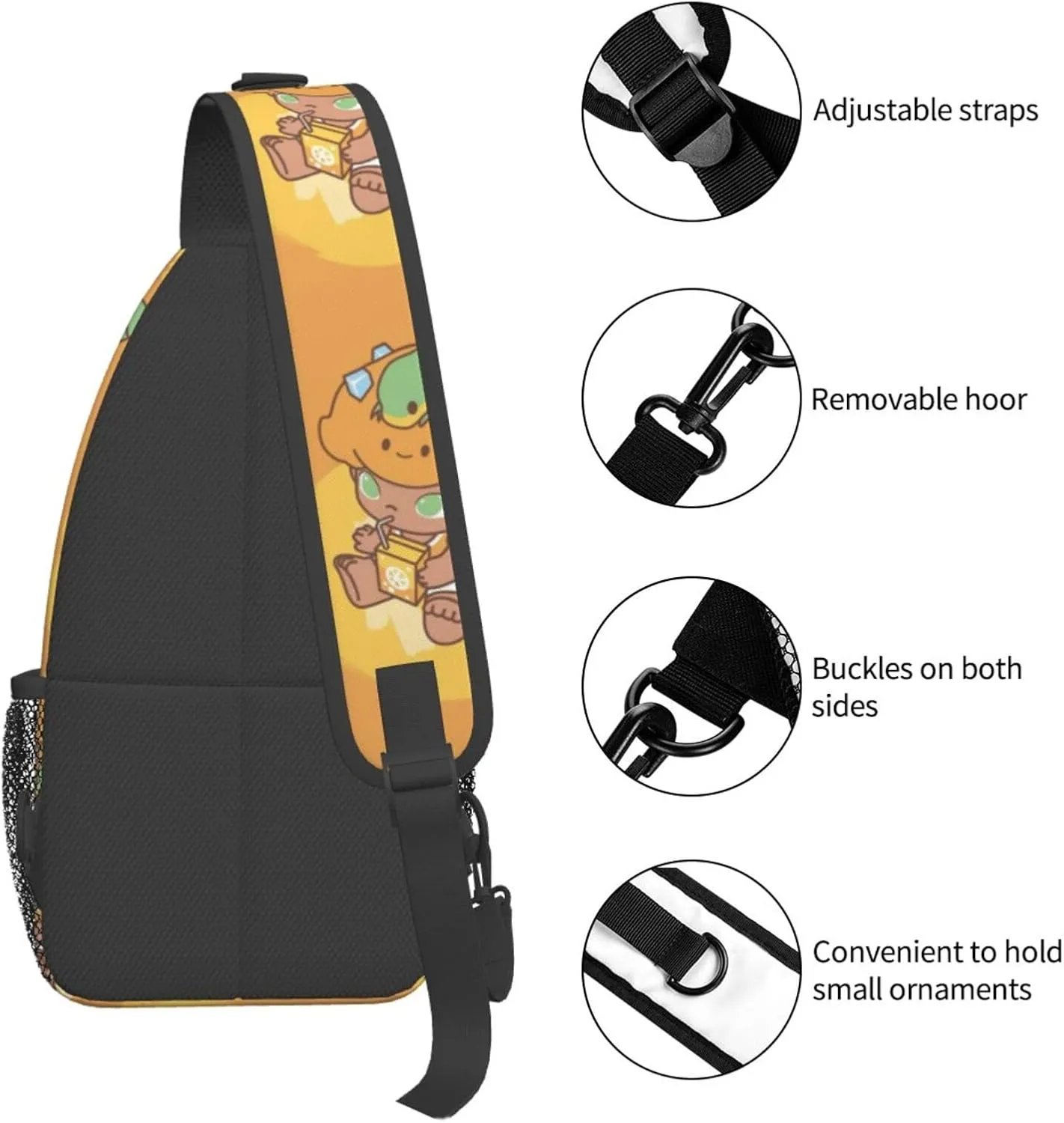 D-IMOO Crossbody Bag, Chest Crossbody Bag, Men's Casual Crossbody Chest Bag, Hiking Backpack Black