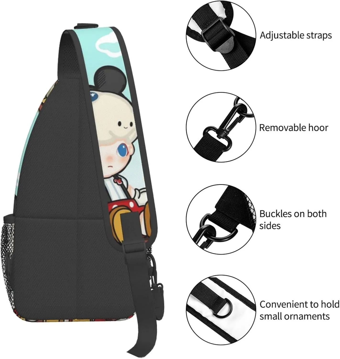 D-IMOO Crossbody Bag, Chest Crossbody Bag, Men's Casual Crossbody Chest Bag, Hiking Backpack Black