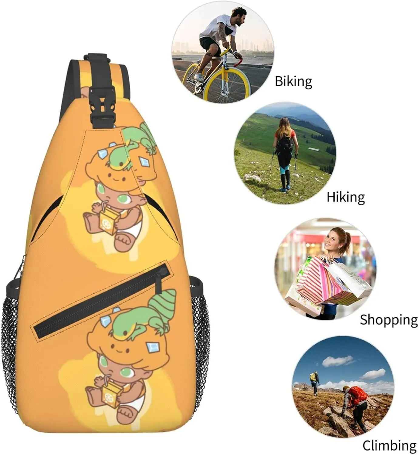 D-IMOO Crossbody Bag, Chest Crossbody Bag, Men's Casual Crossbody Chest Bag, Hiking Backpack Black