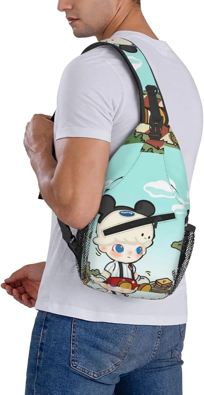 D-IMOO Crossbody Bag, Chest Crossbody Bag, Men's Casual Crossbody Chest Bag, Hiking Backpack Black