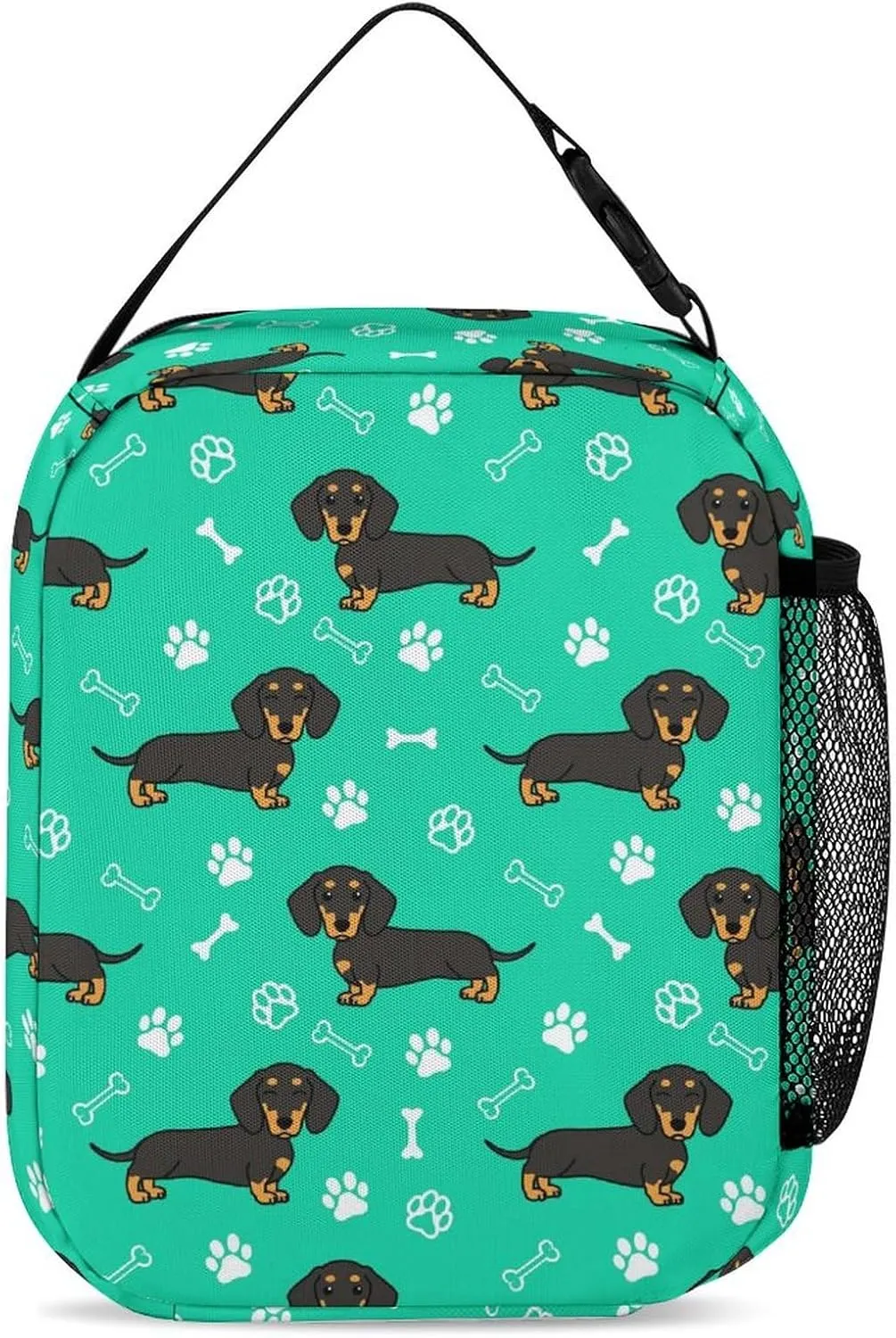 Dachshund Backpack with Lunch Box & Pencil Case, 16 Inch Cute Dachshunds Dog Themed Bookbag, Adjustable Lightweight Large Capacity, Colorful Daily Casual Backpacks Set with Lunch Bag