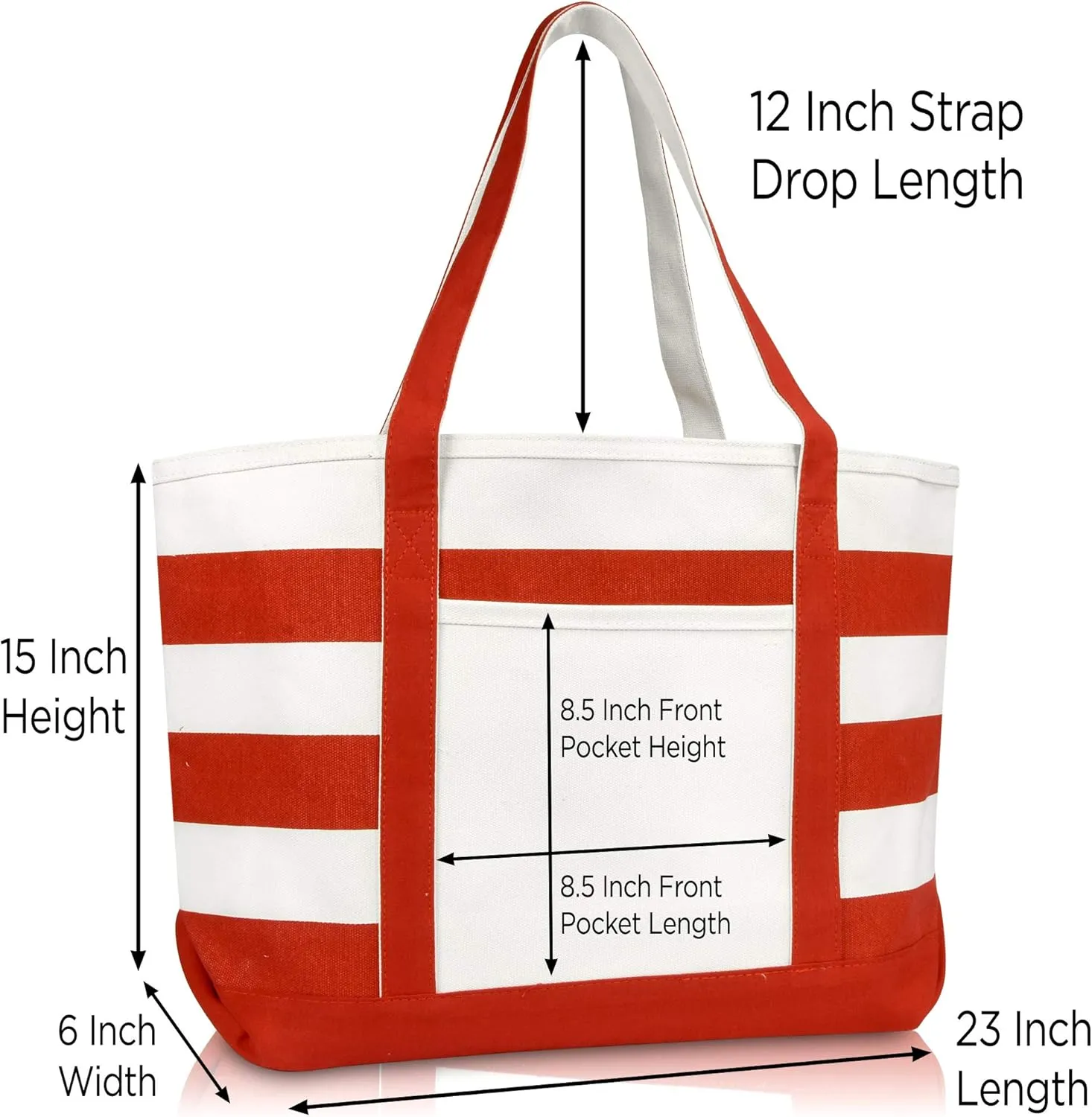 DALIX Flamingo Striped Canvas Tote Bag Premium Cotton