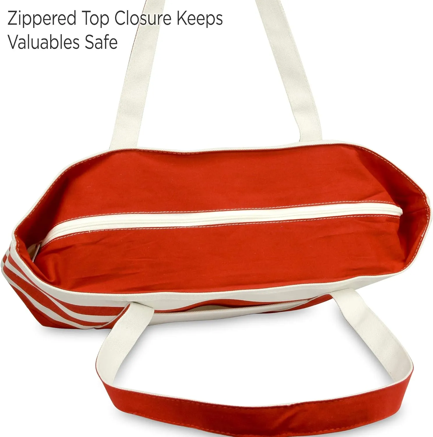 DALIX Flamingo Striped Canvas Tote Bag Premium Cotton
