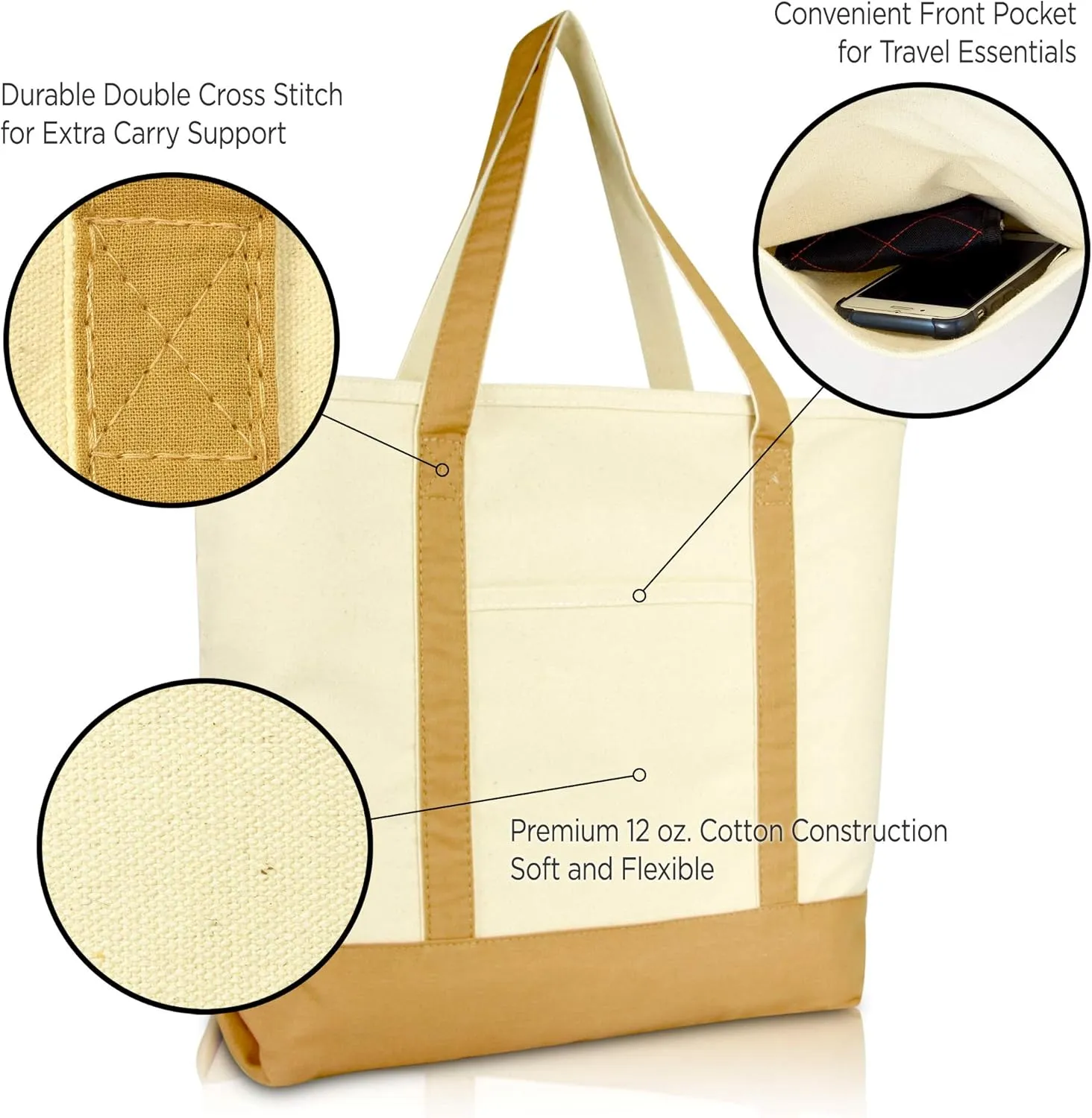 DALIX Initial Tote Bag Personalized Monogram Brown Zippered Top Bold Letter - E