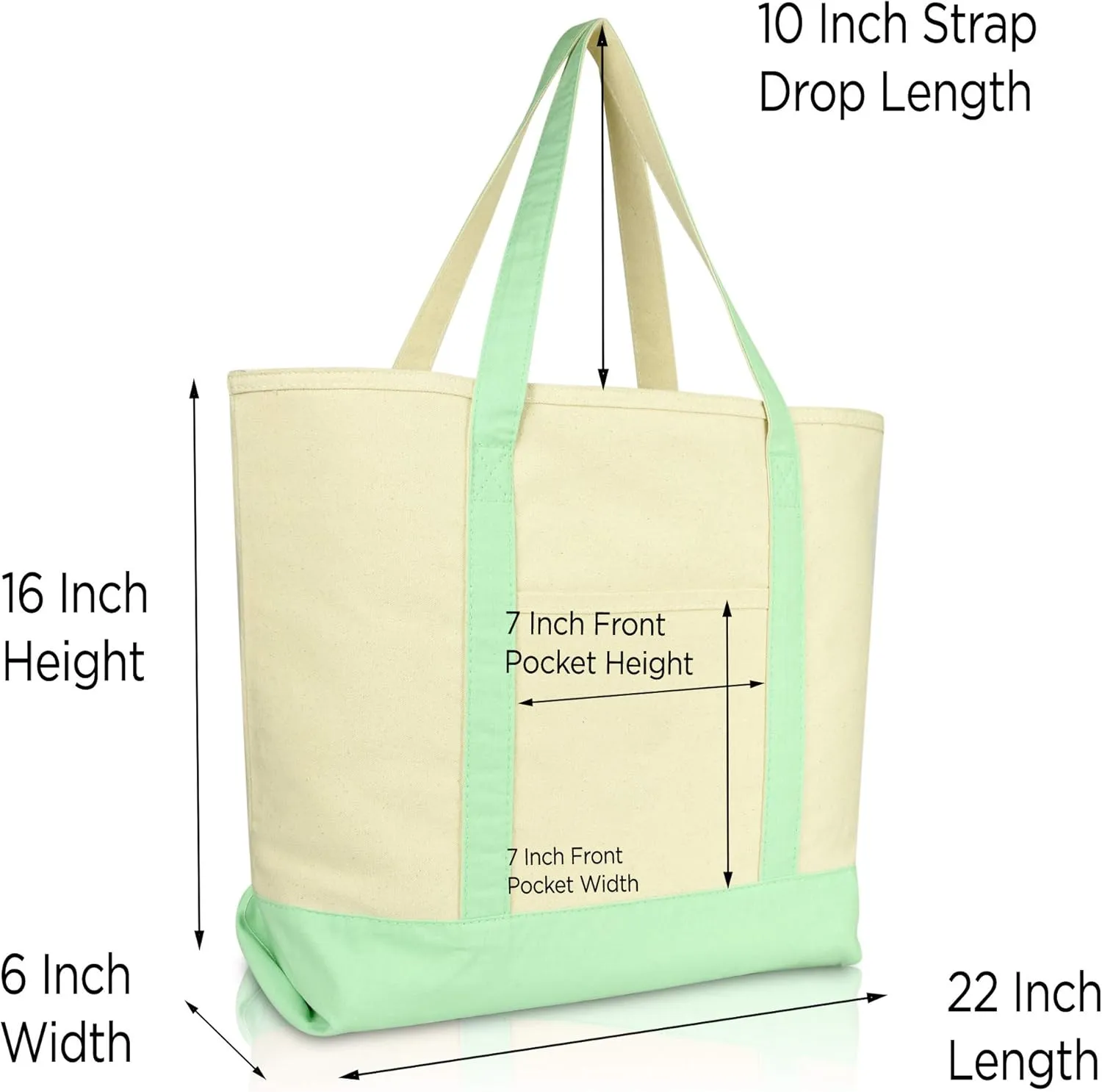 DALIX Initial Tote Bag Personalized Monogram Mint Green Zippered Top Letter - D