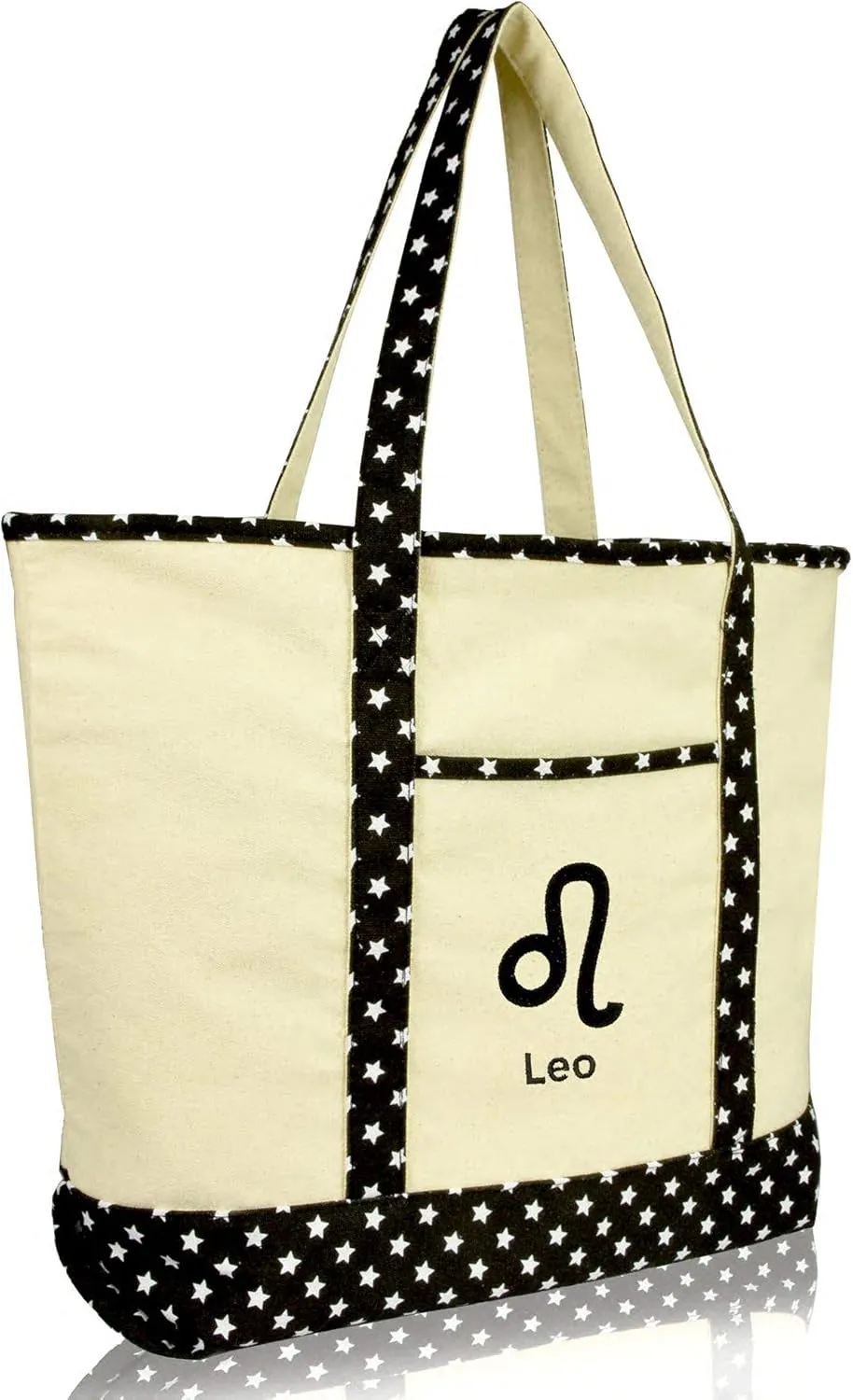 DALIX Zodiac Sign Shopping Tote Bag Black Star Horoscope Gifts - Leo