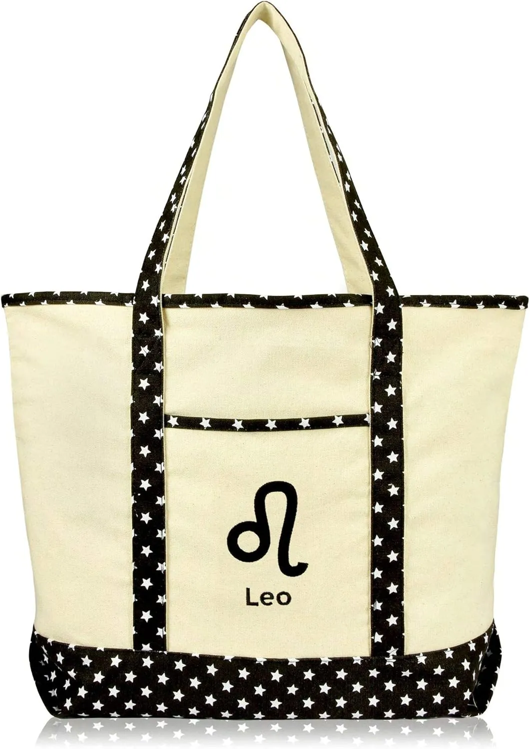 DALIX Zodiac Sign Shopping Tote Bag Black Star Horoscope Gifts - Leo