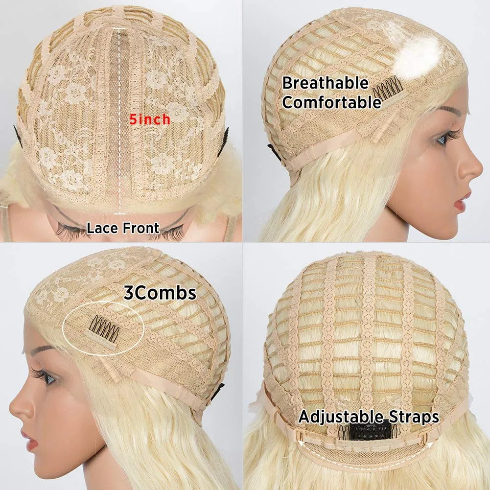 DÉBUT Lace Front Wigs 30 inches Water Wave Super Long Synthetic Wigs with Baby Hair Heat Resistant 240g 6 inches Lace Parting 150% Density (Blonde)
