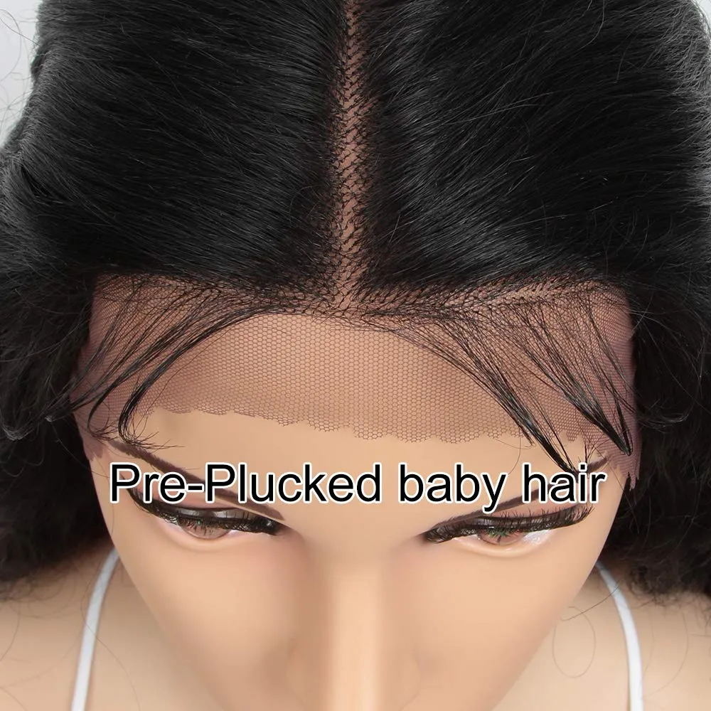 DÉBUT Lace Front Wigs 30 inches Water Wave Super Long Synthetic Wigs with Baby Hair Heat Resistant 240g 6 inches Lace Parting 150% Density (Natural Black)