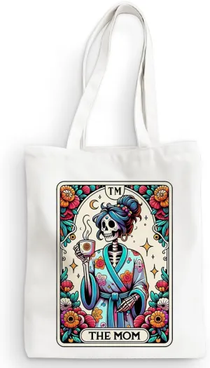 Decohim Funny Skull Tarot Card Sarcastic Canvas Tote Bag Witchy Gifts for Women Grocery Bags for Halloween Birthday