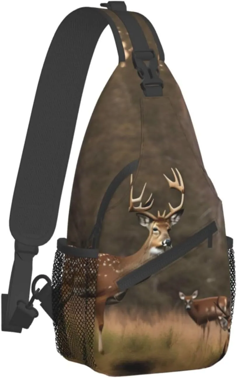 Deer Hunting Unisex Casual Diagonal Chest Bag,Multipurpose Crossbody Shoulder Bag Travel Hiking Daypack
