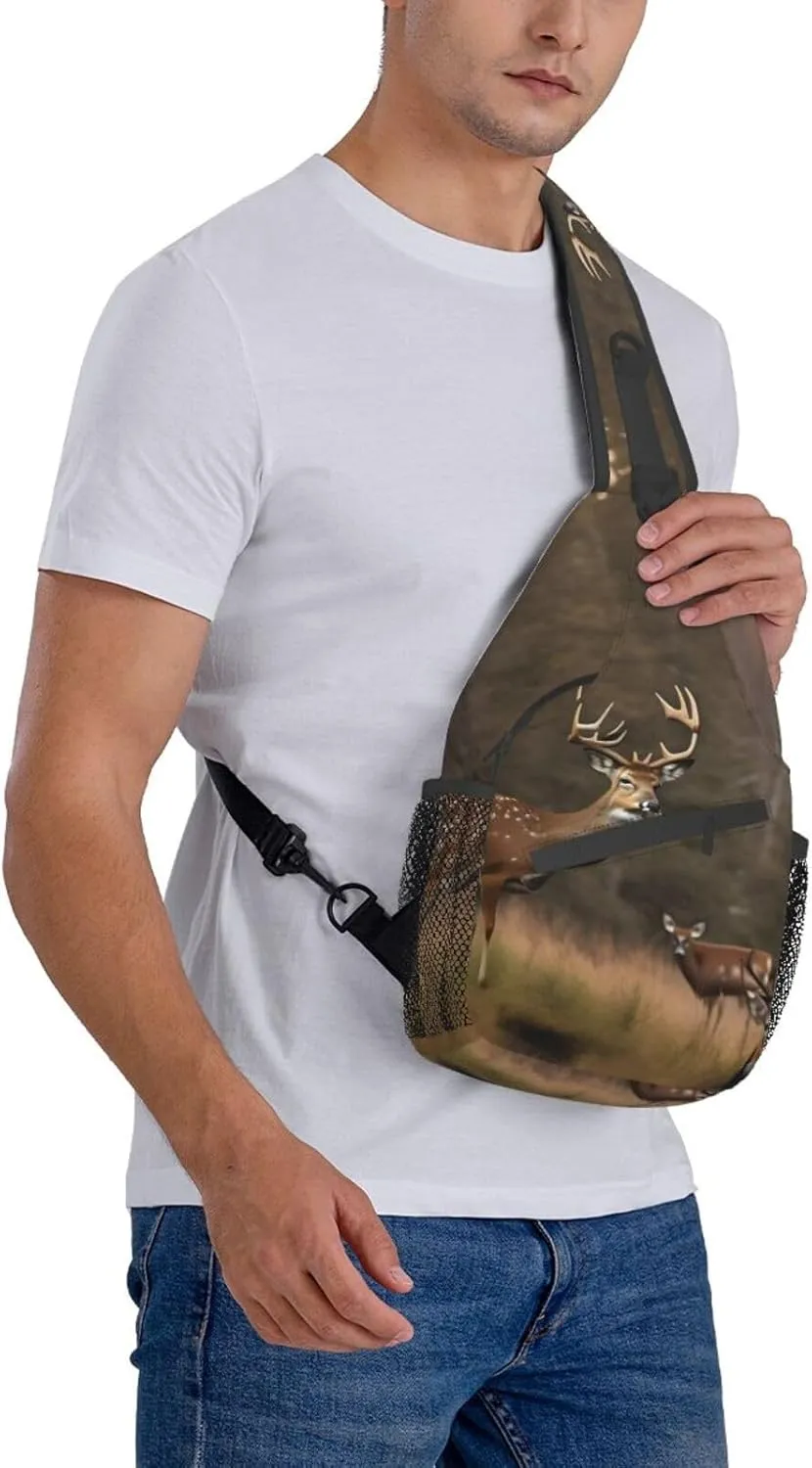 Deer Hunting Unisex Casual Diagonal Chest Bag,Multipurpose Crossbody Shoulder Bag Travel Hiking Daypack