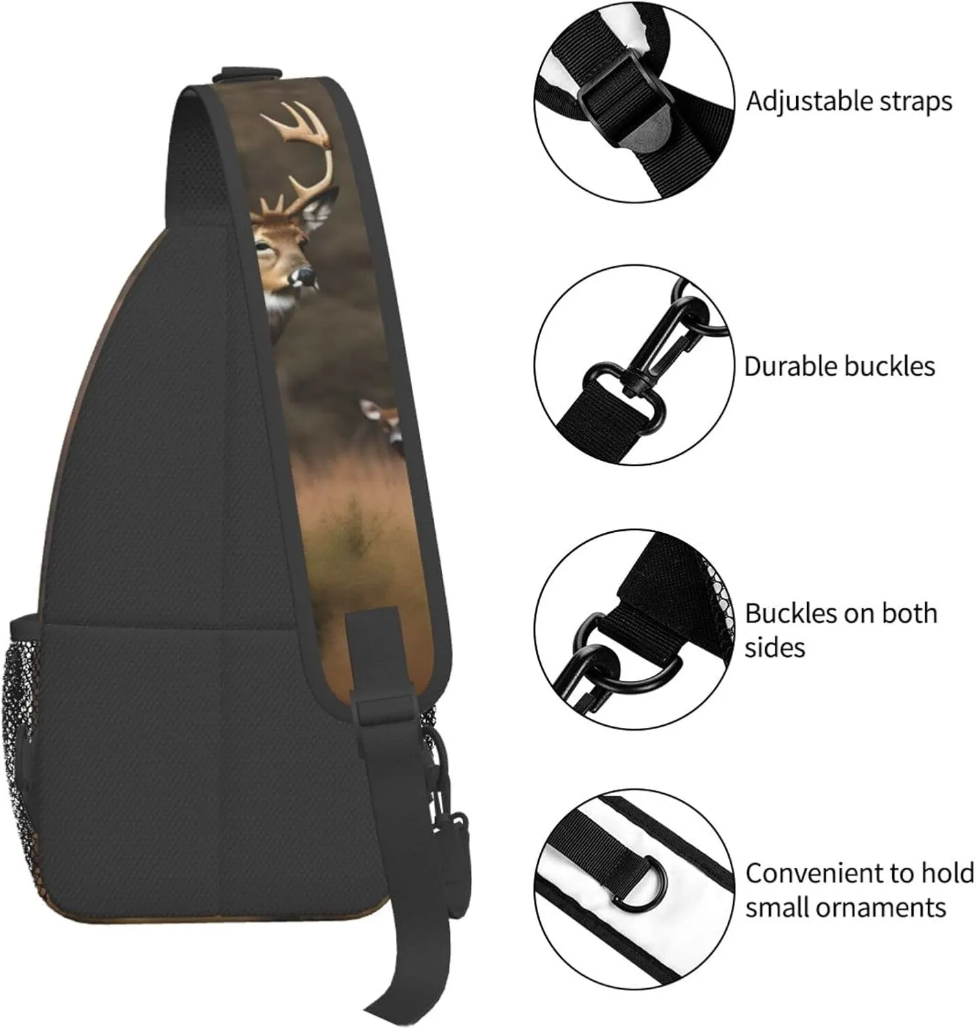 Deer Hunting Unisex Casual Diagonal Chest Bag,Multipurpose Crossbody Shoulder Bag Travel Hiking Daypack