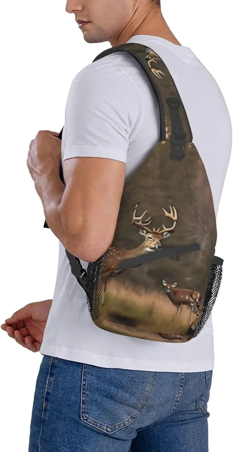 Deer Hunting Unisex Casual Diagonal Chest Bag,Multipurpose Crossbody Shoulder Bag Travel Hiking Daypack
