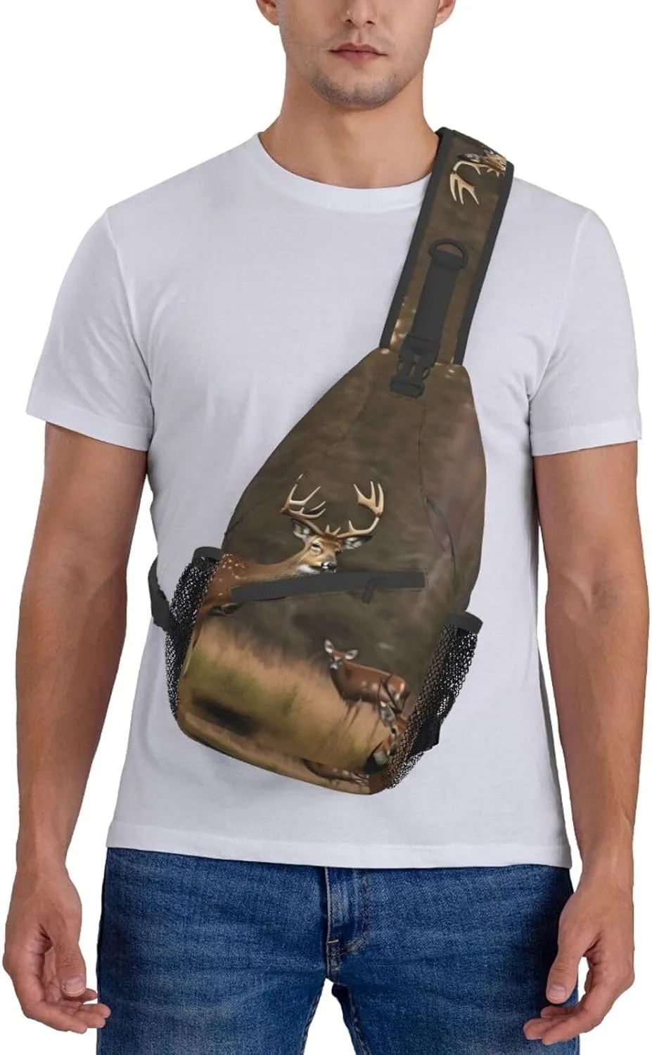 Deer Hunting Unisex Casual Diagonal Chest Bag,Multipurpose Crossbody Shoulder Bag Travel Hiking Daypack
