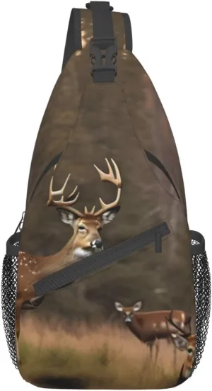 Deer Hunting Unisex Casual Diagonal Chest Bag,Multipurpose Crossbody Shoulder Bag Travel Hiking Daypack