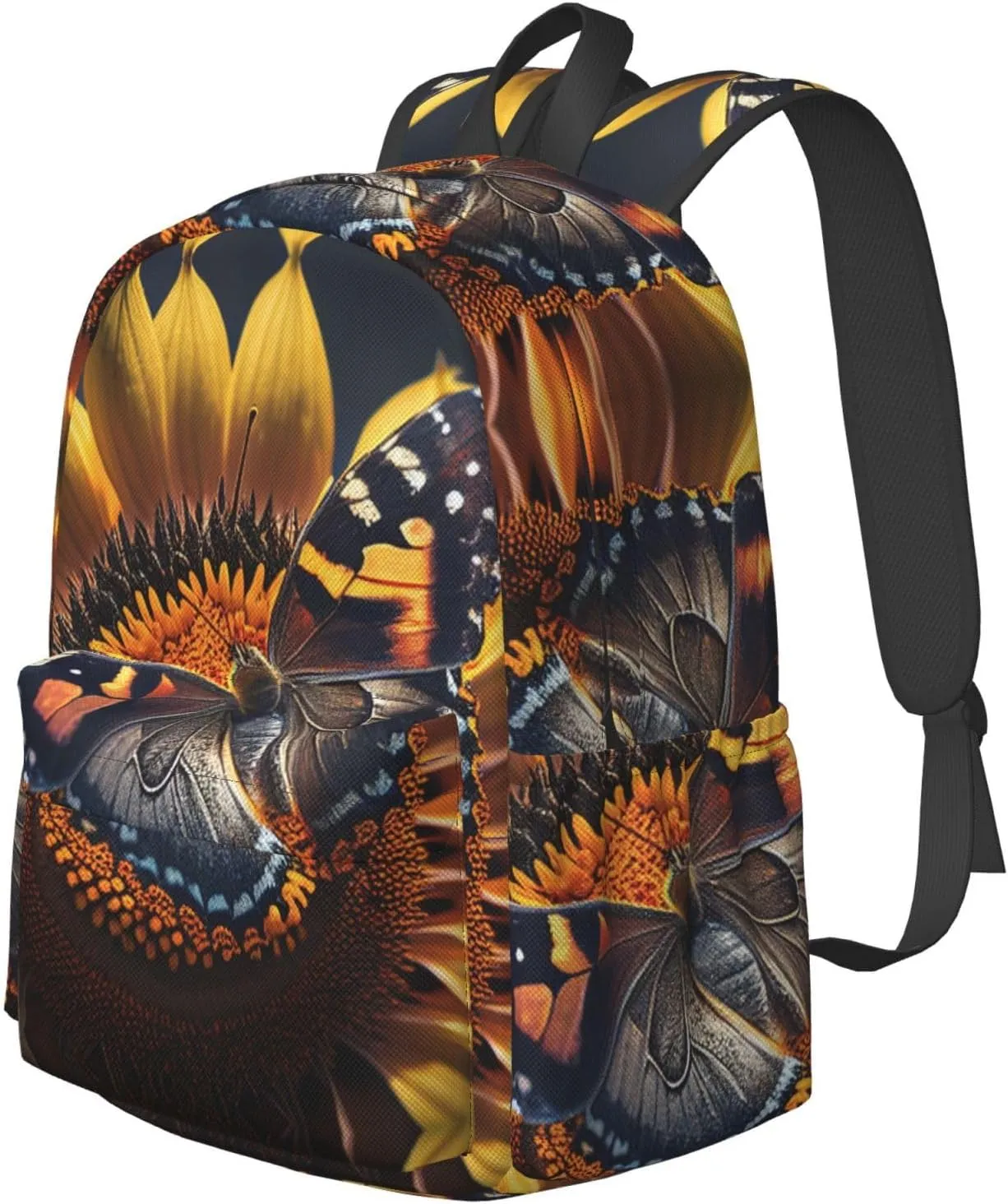 Delerain 17 Inch Backpack Butterfly and Sunflower Laptop Backpack School Bookbag Shoulder Bag Casual Daypack For School/Camping/Hiking/Picnic/Beach/Travel